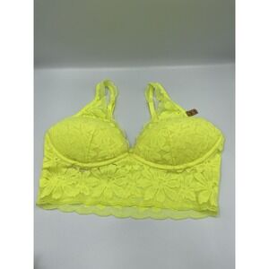 Pink By Victoria's Secret Neon Floral Lace Lightly-Lined Bralette Medium NWT